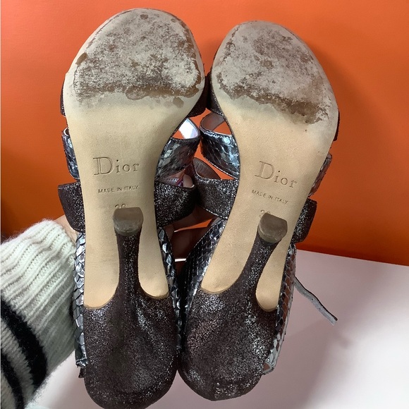 Dior Metallic Python Leather Sandals - Picture 9 of 11